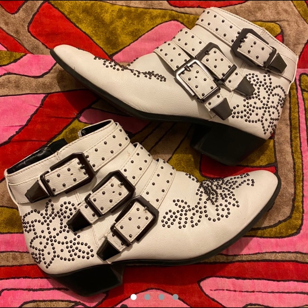 Topshop White Studded Western Boot